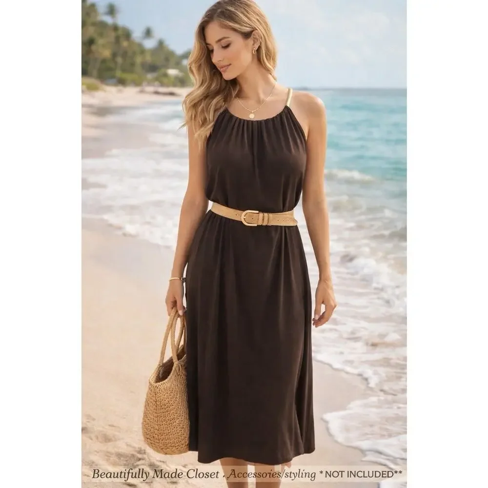 white summer dress ladies women chic elegant square neck evening birthday party midi dress fg6023 Color:6 Emerald Green Princess Dress Lavinia Spaghetti Strap Flowy RD-04.30.26